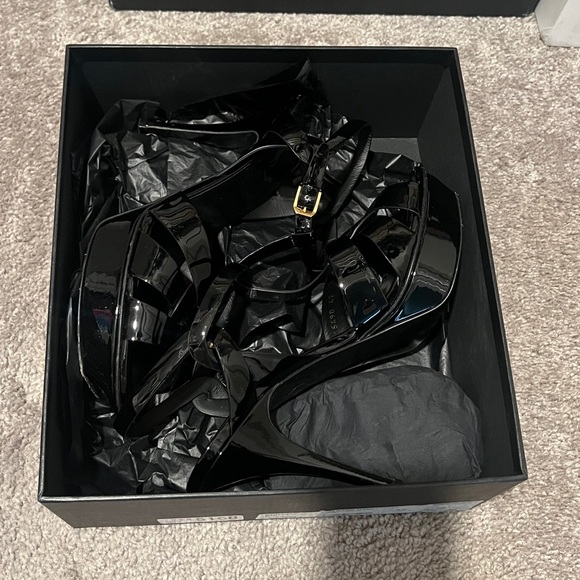 Saint Laurent Glossy Black Sandals - Picture 6 of 8